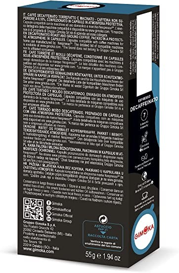 Кофе в капсулах Gimoka Nespresso Decaffeinato Alum (10 шт.)
