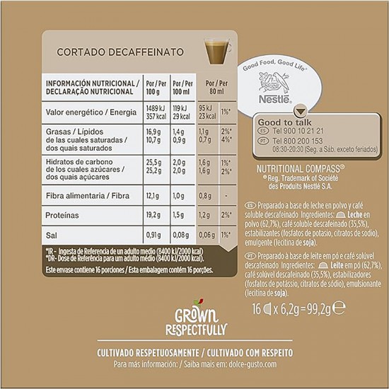 Кава в капсулах Nescafe Dolce Gusto Cortado Espresso Macchiato Decaffeinato (16 шт.)
